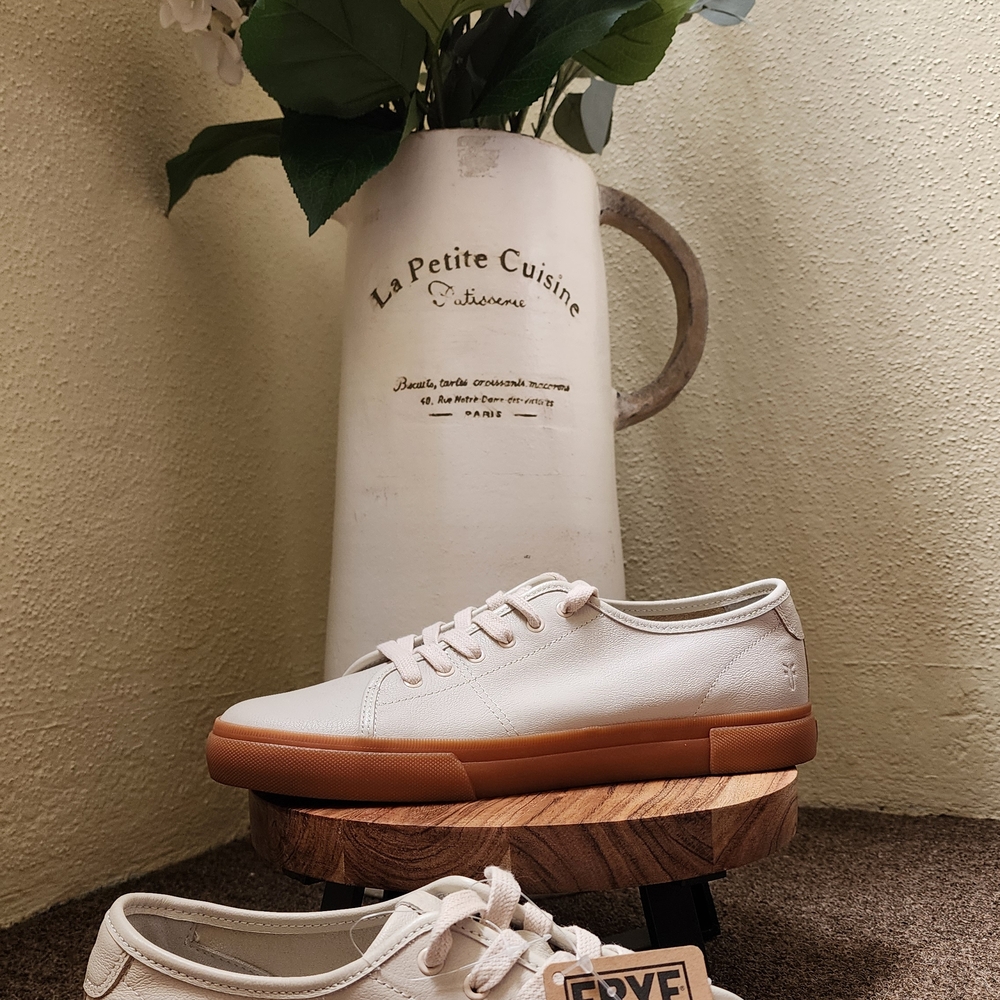 Frye Cream Sneakers with Brown Sole